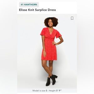 NWT 41 Hawthorn Elisse Knit Surplice Dress Size Medium